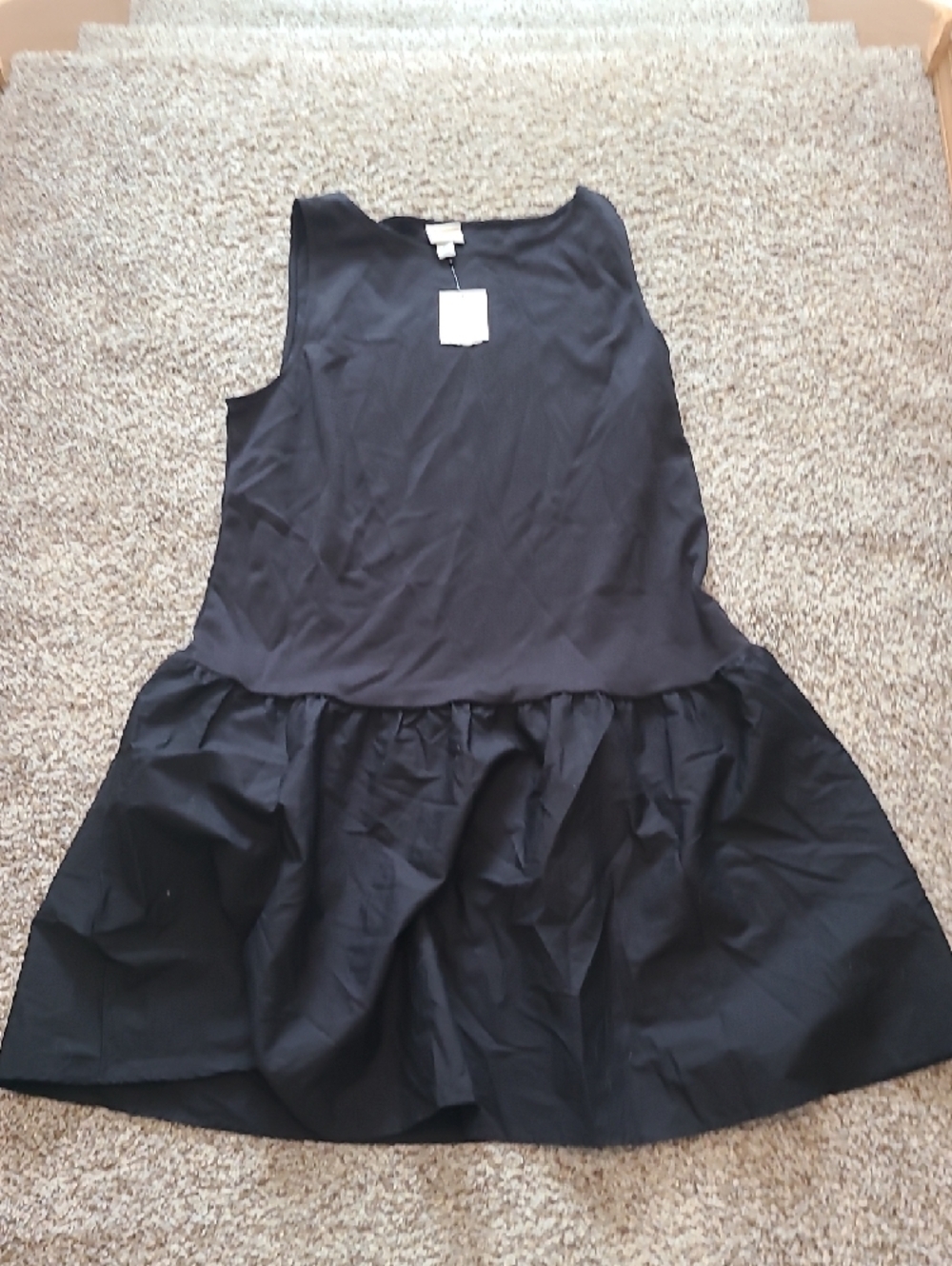 a new day Black Sleeveless  Drop-Waist Dress